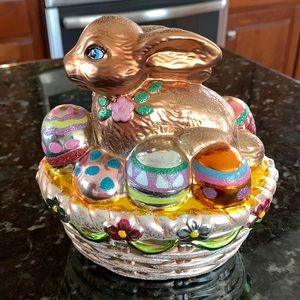 Christopher Radko Easter Chocolate Bunny Ceramic Basket- NWOT
